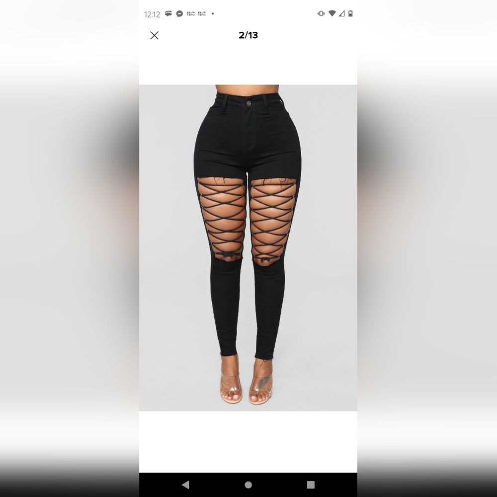 Fashion nova lace up Nicola jeans size 3 nwt black